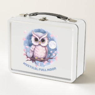 Mystical Full Moon – Pastel Purple Night Sky - Owl Metal Lunch Box