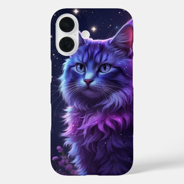 Mystical Galaxy Cat Phone Case – Purple Cosmic Art (Back)