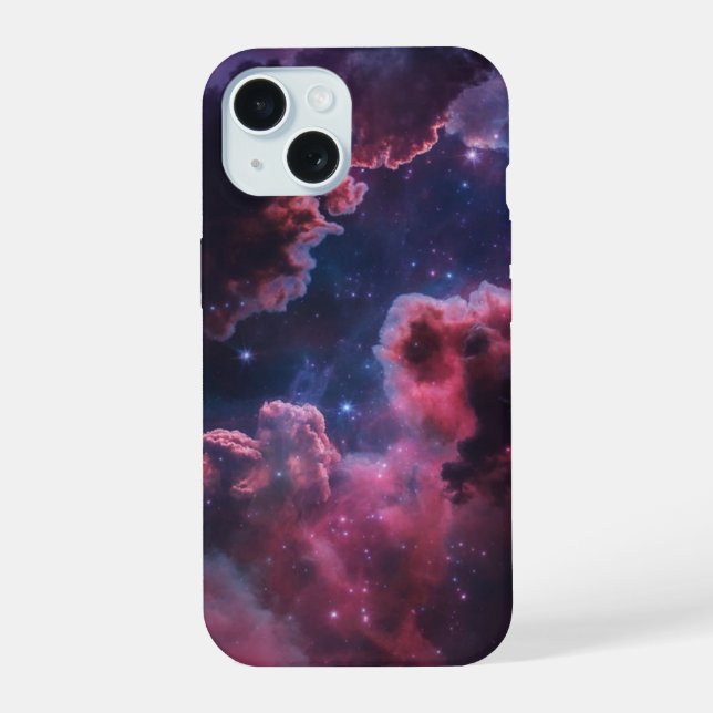 Mystical Galaxy Nebula Cloud iPhone 15 Case (Back)