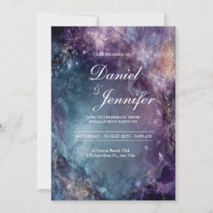 Mystical Galaxy Watercolor Celestial Wedding Invitation