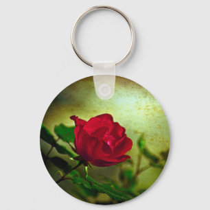 Mystical Garden Gothic Valentine's day Red Rose Key Ring