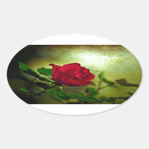 Mystical Garden Gothic Valentine's day Red Rose Oval Sticker