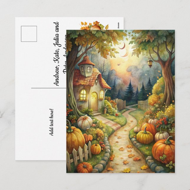 Mystical Garden Welcome Fall Holiday Postcard (Front/Back)