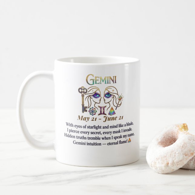 Mystical Gemini Gift Coffee Mug (With Donut)