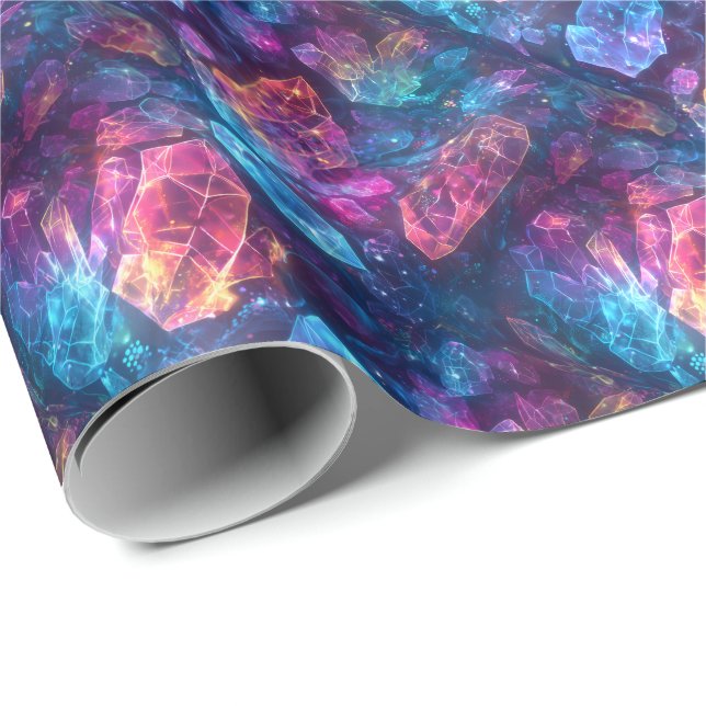 Mystical Glowing Crystals D&D Magic Fantasy Gems Wrapping Paper (Roll Corner)