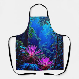 Mystical Glowing Jungle Bloom Design Apron