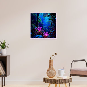 Mystical Glowing Jungle Bloom Design Poster