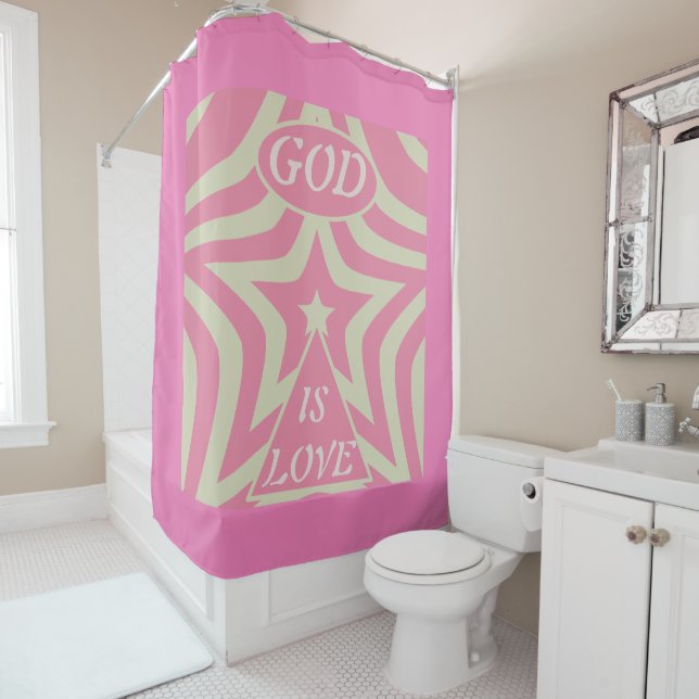 Mystical God Is Love Star Deep Purple & Grey Faith Shower Curtain (In Situ)