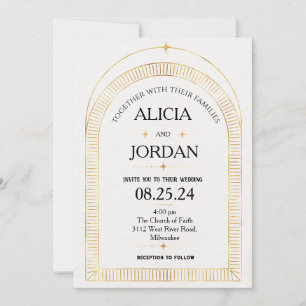 Mystical Gold  Astronomy Wedding Invitation
