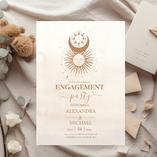 Mystical Gold Celestial Stars Engagement Invitation