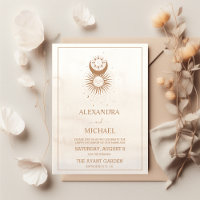 Mystical  Gold Celestial Stars Wedding  Invitation