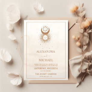 Mystical  Gold Celestial Stars Wedding  Invitation