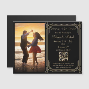 mystical golden qr code photo save the date magnet
