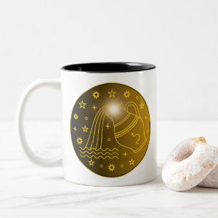 Mystical Golden Zodiac Aquarius Two-Tone Coffee Mug