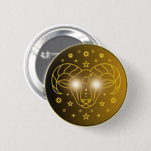 Mystical Golden Zodiac Aries 6 Cm Round Badge