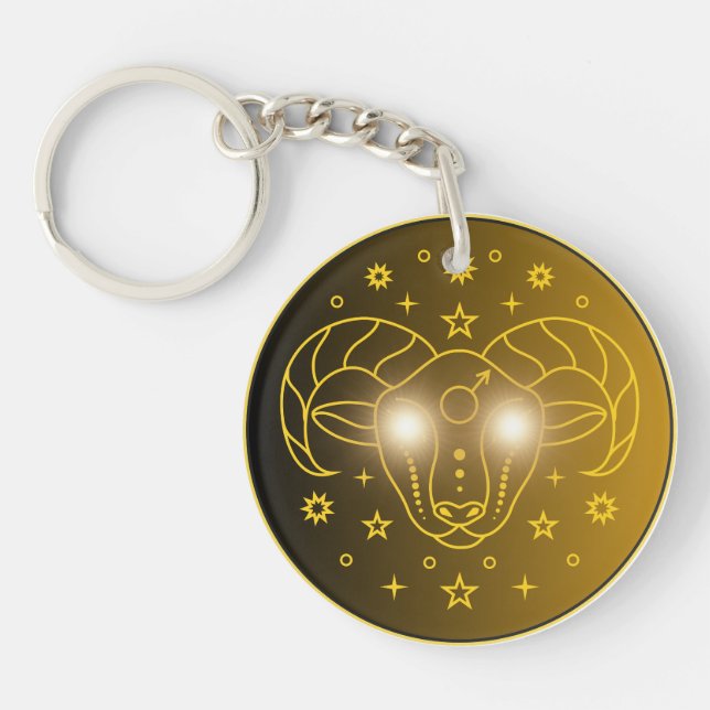 Mystical Golden Zodiac Aries Key Ring (Front)