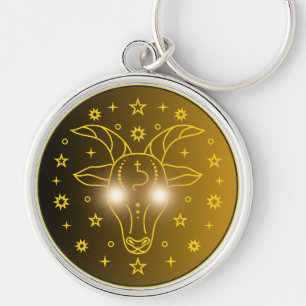 Mystical Golden Zodiac Capricorn Key Ring