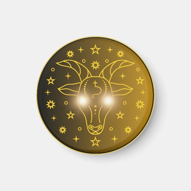 Mystical Golden Zodiac Capricorn Magnet (Front)