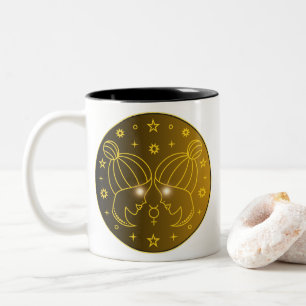 Mystical Golden Zodiac Gemini Two-Tone Coffee Mug