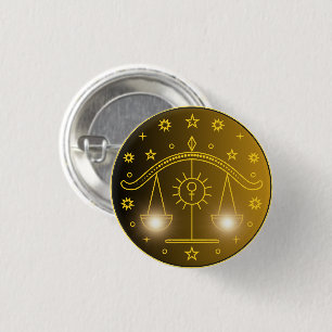 Mystical Golden Zodiac Libra 3 Cm Round Badge