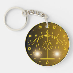 Mystical Golden Zodiac Libra Key Ring