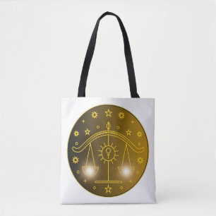Mystical Golden Zodiac Libra Tote Bag