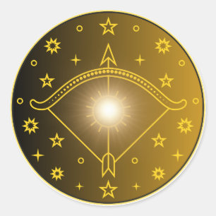 Mystical Golden Zodiac Sagittarius Classic Round Sticker