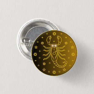 Mystical Golden Zodiac Scorpio 3 Cm Round Badge