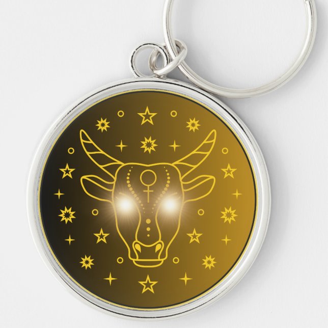Mystical Golden Zodiac Taurus Key Ring (Front)