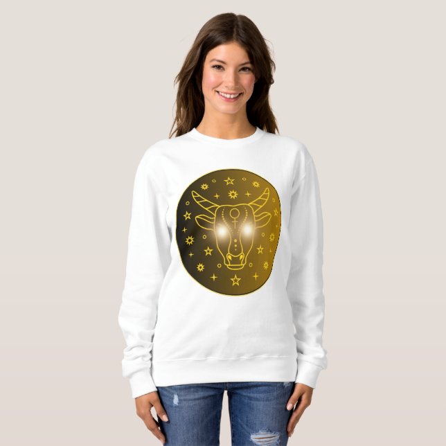 Mystical Golden Zodiac Taurus Sweatshirt (Front Full)