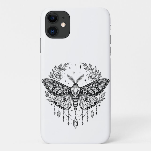 Mystical Gothic Moth Botanical Celestial Line Art Case-Mate iPhone Case (Back)