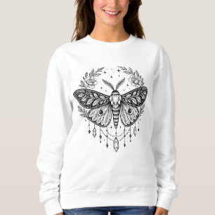 Mystical Gothic Moth Botanical Celestial Line Art Sweatshirt