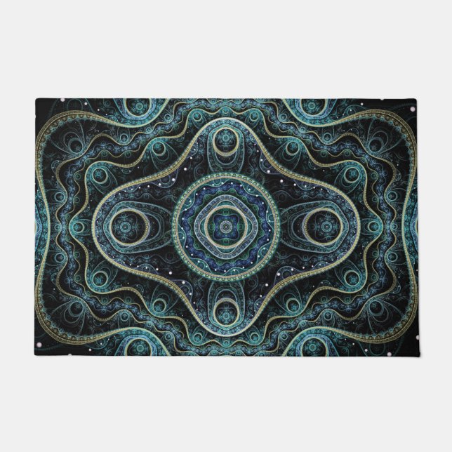 Mystical Grand Royal Julian Fractal Mandala Art Doormat (Front)