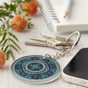 Mystical Grand Royal Julian Fractal Mandala Art Key Ring