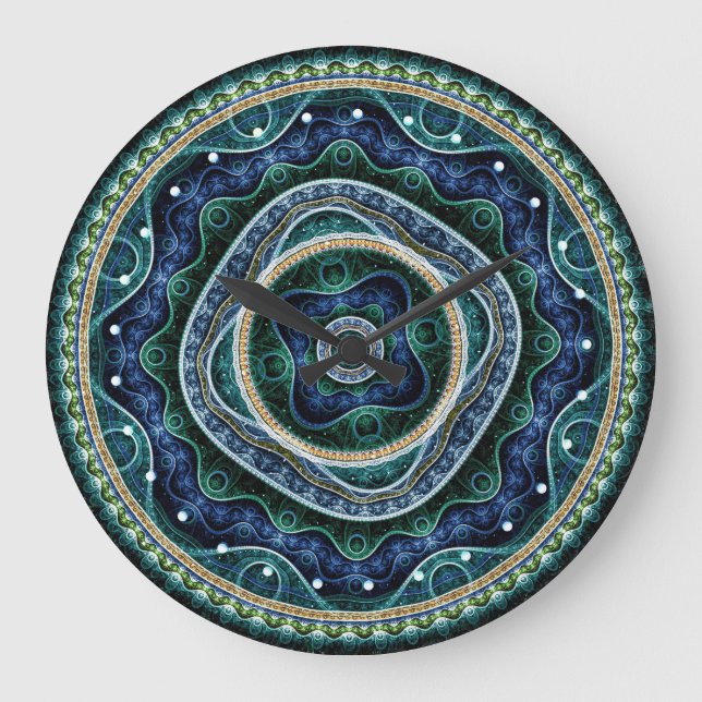 Mystical Grand Royal Julian Fractal Mandala Art Large Clock (Front)