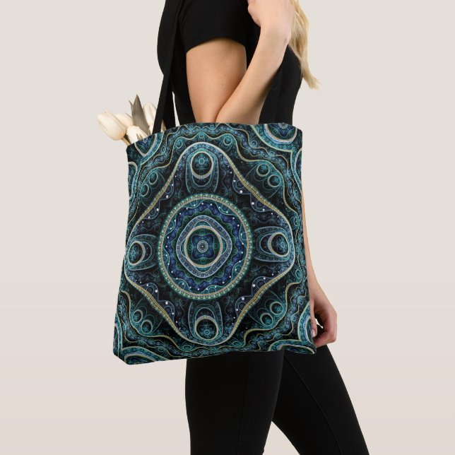 Mystical Grand Royal Julian Fractal Mandala Art Tote Bag (Close Up)