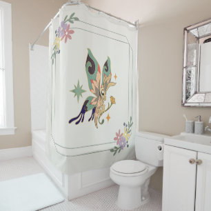 Mystical Graphic Artwork, Green Fae Butterfly Shower Curtain