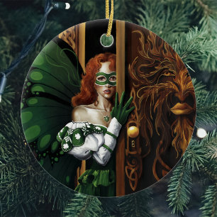 Mystical Green Celtic Fairy Secret Password Irish Ceramic Tree Decoration