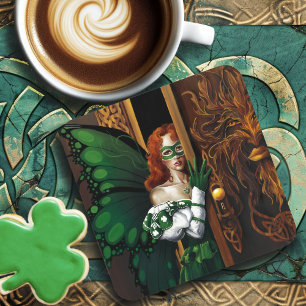 Mystical Green Celtic Fairy Secret Password Irish Coaster