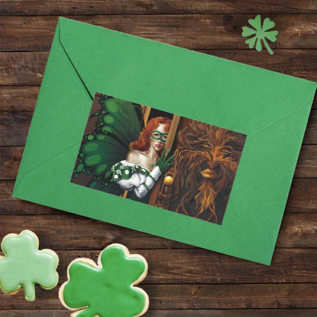 Mystical Green Celtic Fairy Secret Password Irish Rectangular Sticker (Creator Uploaded)