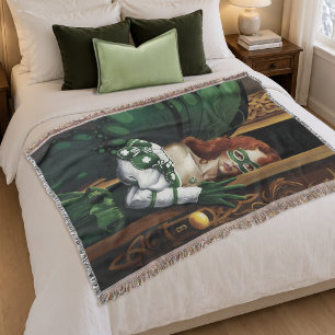 Mystical Green Celtic Fairy Secret Password Irish Throw Blanket