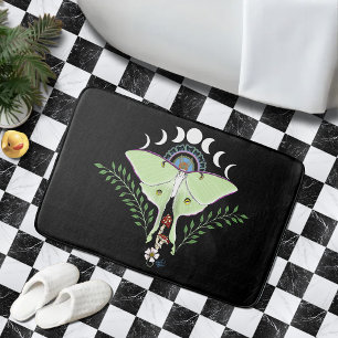 Mystical Green Ethereal Luna Moth Celestial Bath Mat