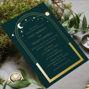 Mystical Green Gold Sun Moon Astronomy Space