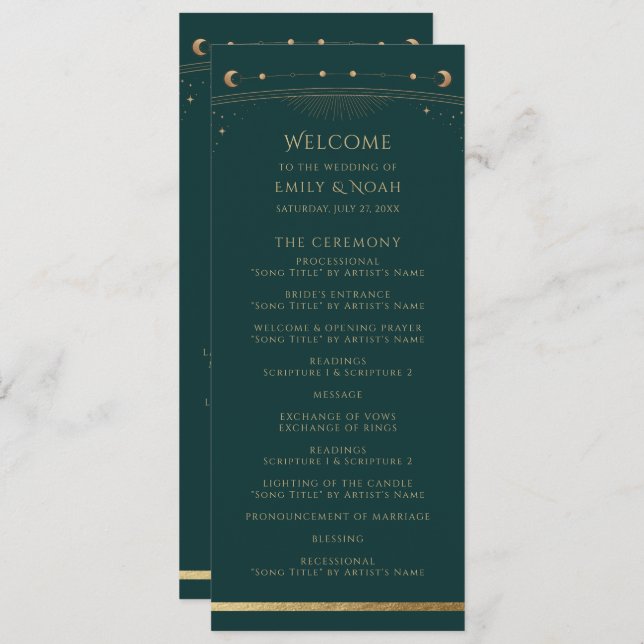 Mystical Green Gold Sun Moon Astronomy Space Programme (Front/Back)