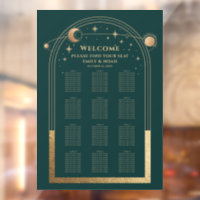 Mystical Green Gold Sun Moon Stars Wedding