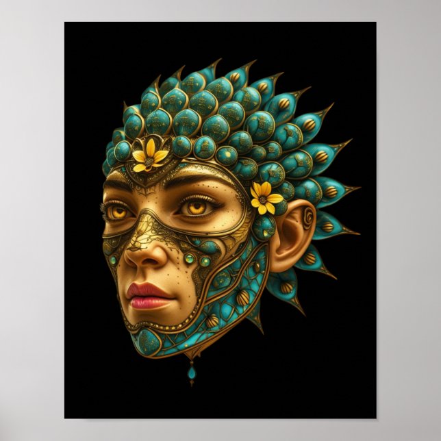 Mystical Guardian Warrior Vision Futuristic Sci-Fi Poster (Front)