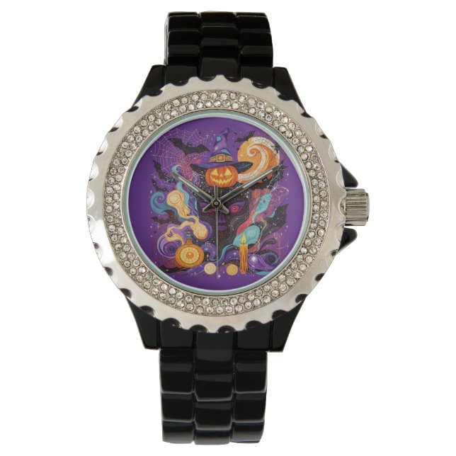 Mystical Halloween Witch and Pumpkin Watch (Front)