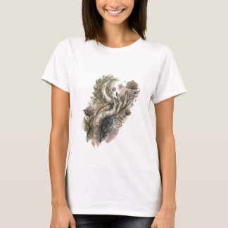 Mystical Hand and Crescent Moon Boho Watercolor Fl T-Shirt