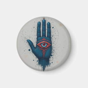 Mystical Hand Illustration with Red Eye Magnet