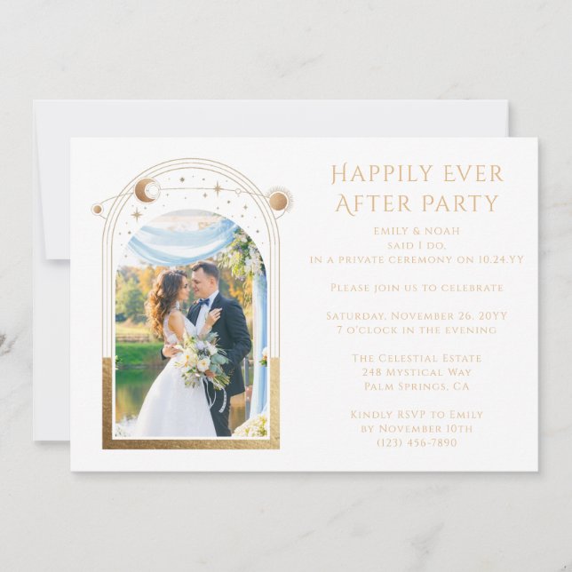 Mystical Happily Ever After Wedding Reception Invitation (Front)